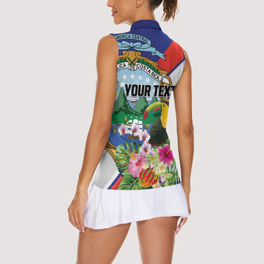 Personalized Costa Rica Rainbow Toucan Women Sleeveless Polo Shirt Happy Independence Day