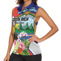 Personalized Costa Rica Rainbow Toucan Women Sleeveless Polo Shirt Happy Independence Day