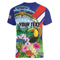 Personalized Costa Rica Rainbow Toucan Women V-Neck T-Shirt Happy Independence Day