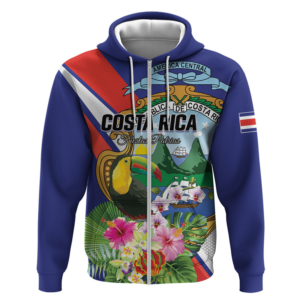 Personalized Costa Rica Rainbow Toucan Zip Hoodie Happy Independence Day