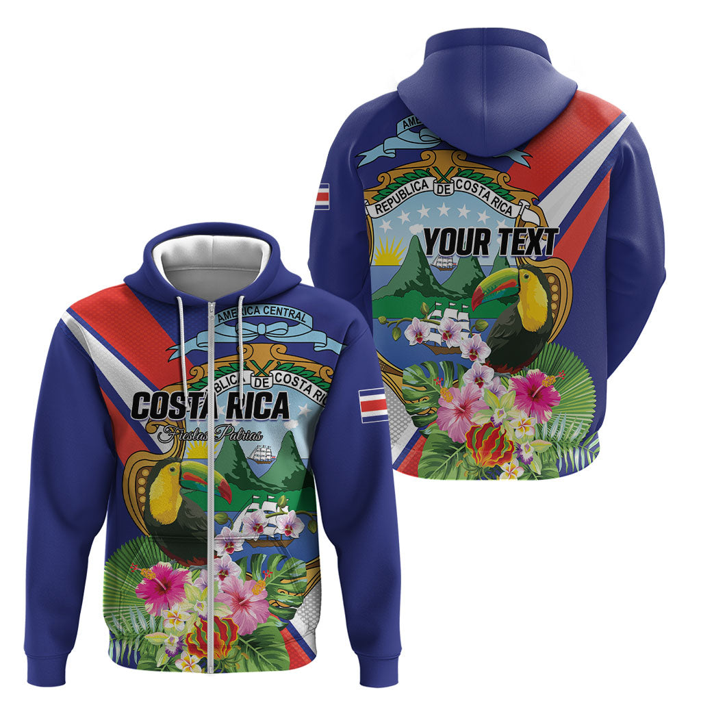 Personalized Costa Rica Rainbow Toucan Zip Hoodie Happy Independence Day