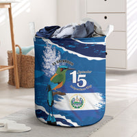 El Salvador Turquoise Browed Motmot Laundry Basket Happy Independence Day