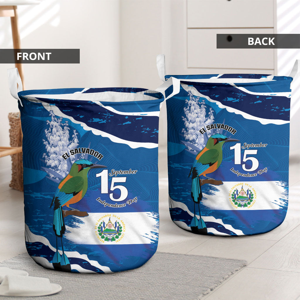 El Salvador Turquoise Browed Motmot Laundry Basket Happy Independence Day