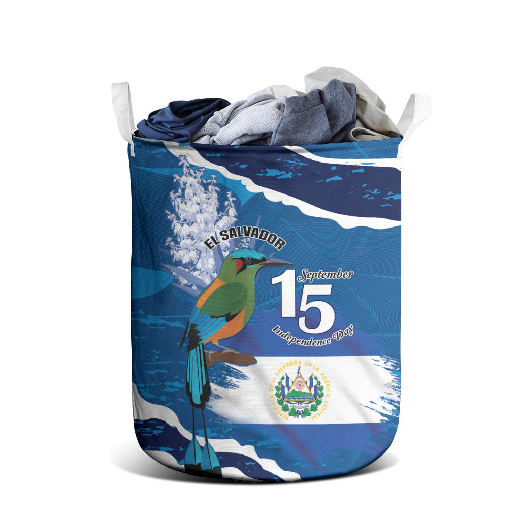 El Salvador Turquoise Browed Motmot Laundry Basket Happy Independence Day