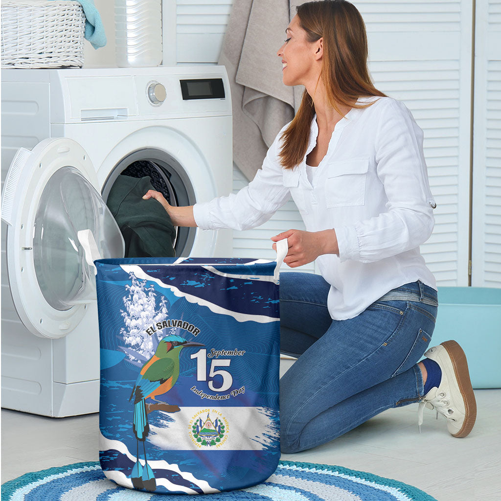 El Salvador Turquoise Browed Motmot Laundry Basket Happy Independence Day