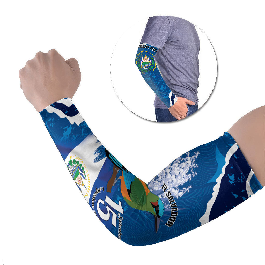 Personalized El Salvador Turquoise Browed Motmot Arm Sleeves Happy Independence Day