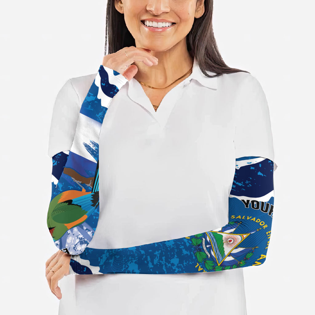 Personalized El Salvador Turquoise Browed Motmot Arm Sleeves Happy Independence Day