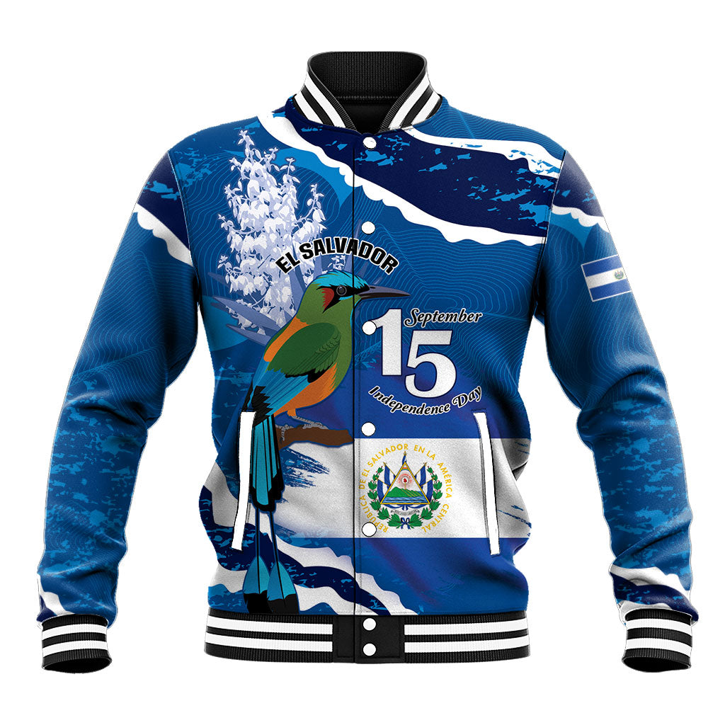 Personalized El Salvador Turquoise Browed Motmot Baseball Jacket Happy Independence Day