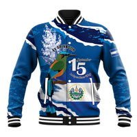 Personalized El Salvador Turquoise Browed Motmot Baseball Jacket Happy Independence Day
