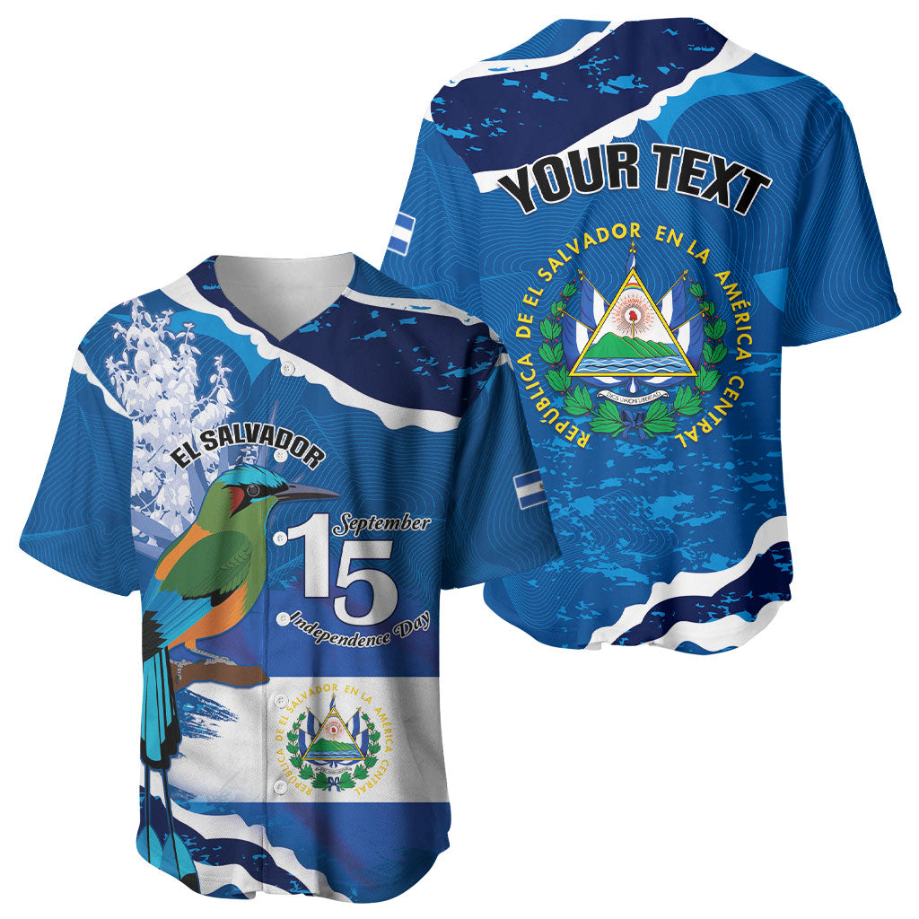 Personalized El Salvador Turquoise Browed Motmot Baseball Jersey Happy Independence Day
