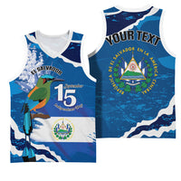 Personalized El Salvador Turquoise Browed Motmot Basketball Jersey Happy Independence Day