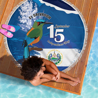 El Salvador Turquoise Browed Motmot Beach Blanket Happy Independence Day