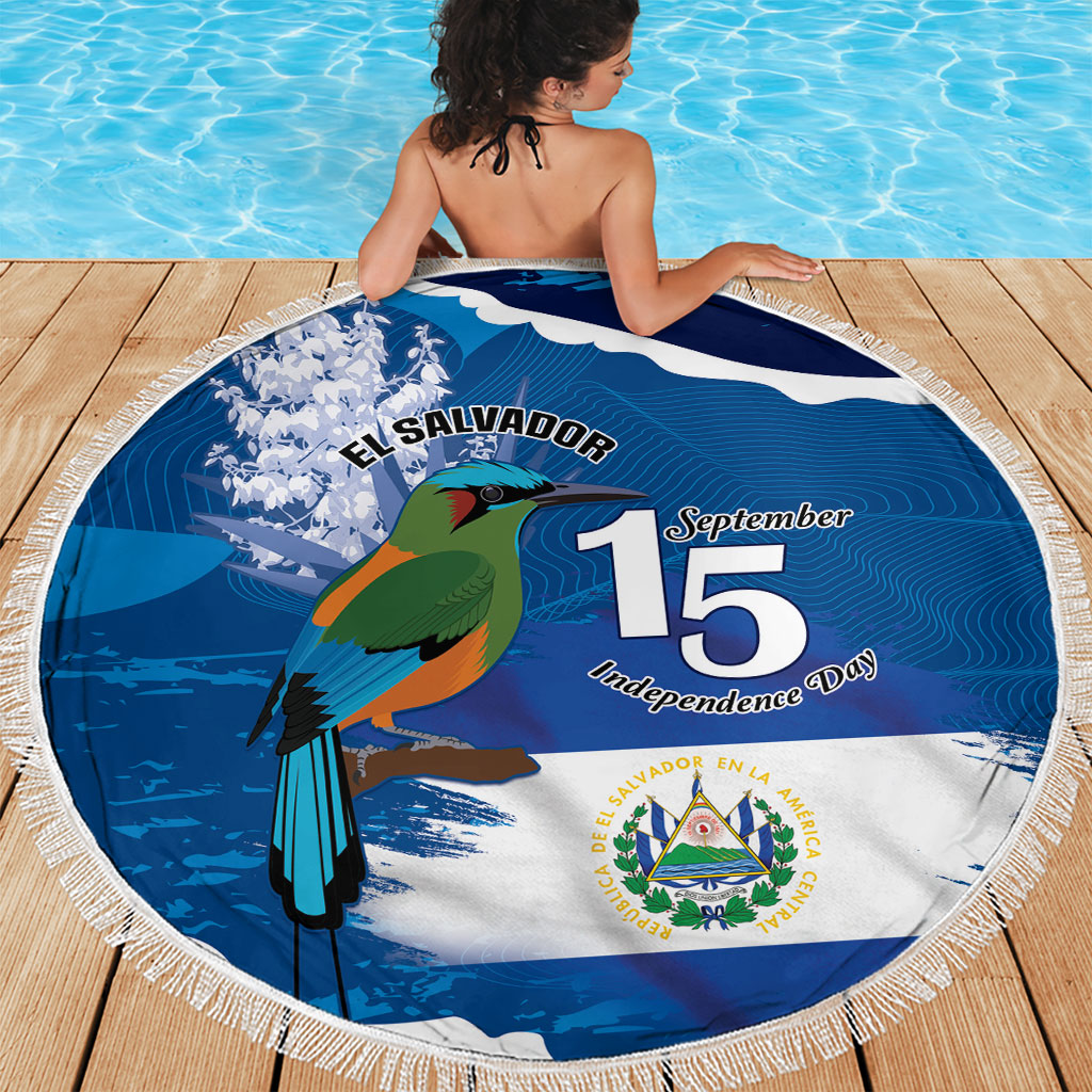El Salvador Turquoise Browed Motmot Beach Blanket Happy Independence Day