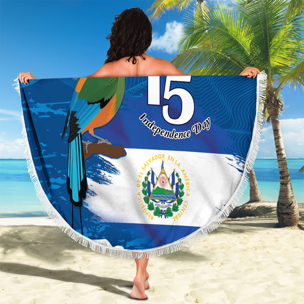 El Salvador Turquoise Browed Motmot Beach Blanket Happy Independence Day