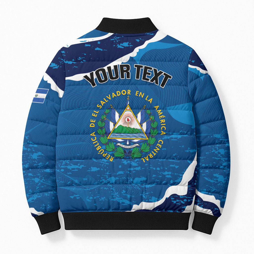 Personalized El Salvador Turquoise Browed Motmot Bomber Puffer Jacket Happy Independence Day