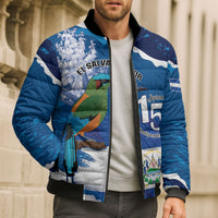 Personalized El Salvador Turquoise Browed Motmot Bomber Puffer Jacket Happy Independence Day