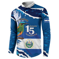 Personalized El Salvador Turquoise Browed Motmot Button Sweatshirt Happy Independence Day
