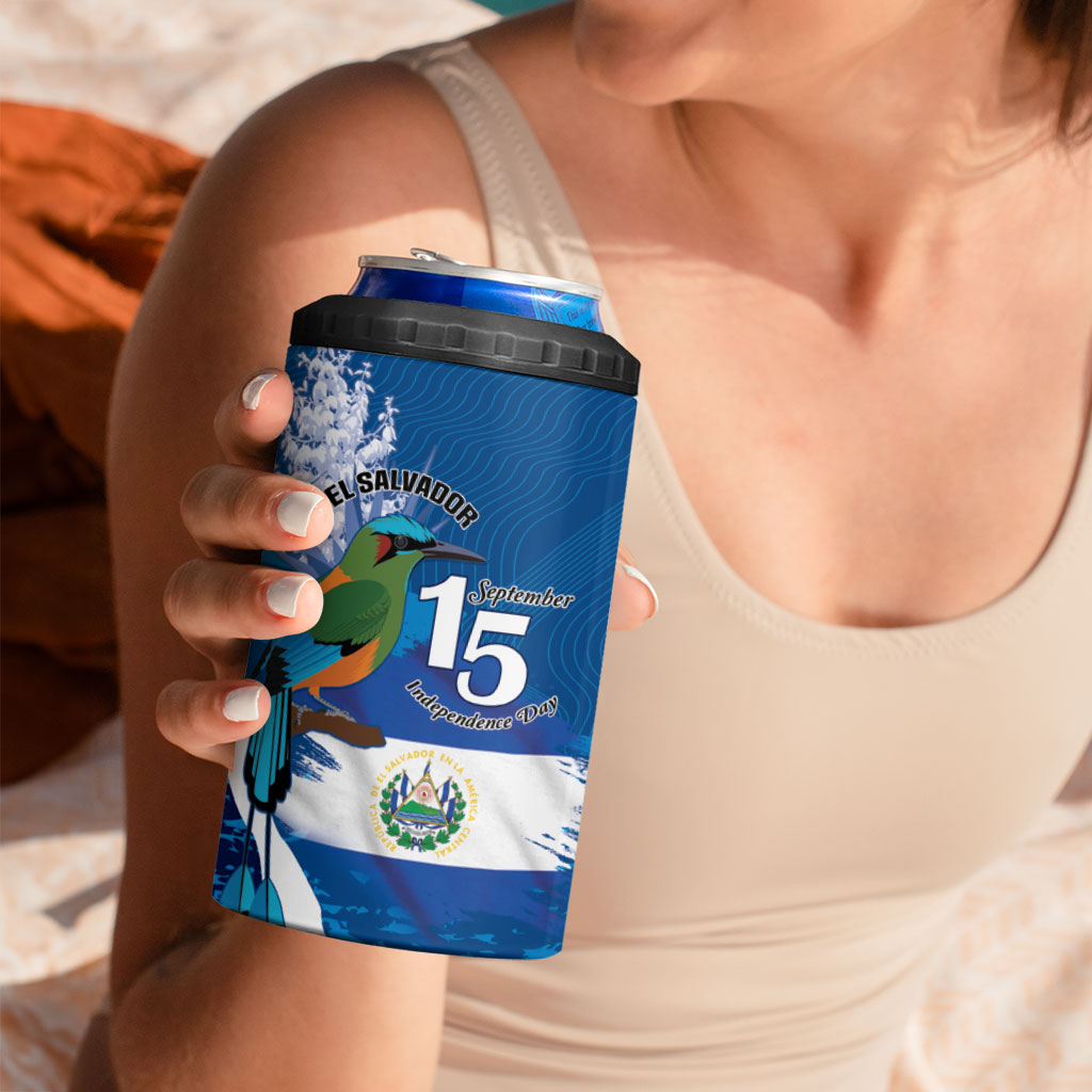 Personalized El Salvador Turquoise Browed Motmot 4 in 1 Can Cooler Tumbler Happy Independence Day