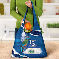 El Salvador Turquoise Browed Motmot Grocery Bag Happy Independence Day