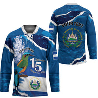 Personalized El Salvador Turquoise Browed Motmot Hockey Jersey Happy Independence Day