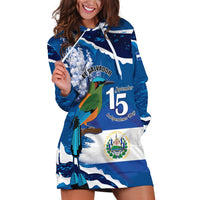 Personalized El Salvador Turquoise Browed Motmot Hoodie Dress Happy Independence Day