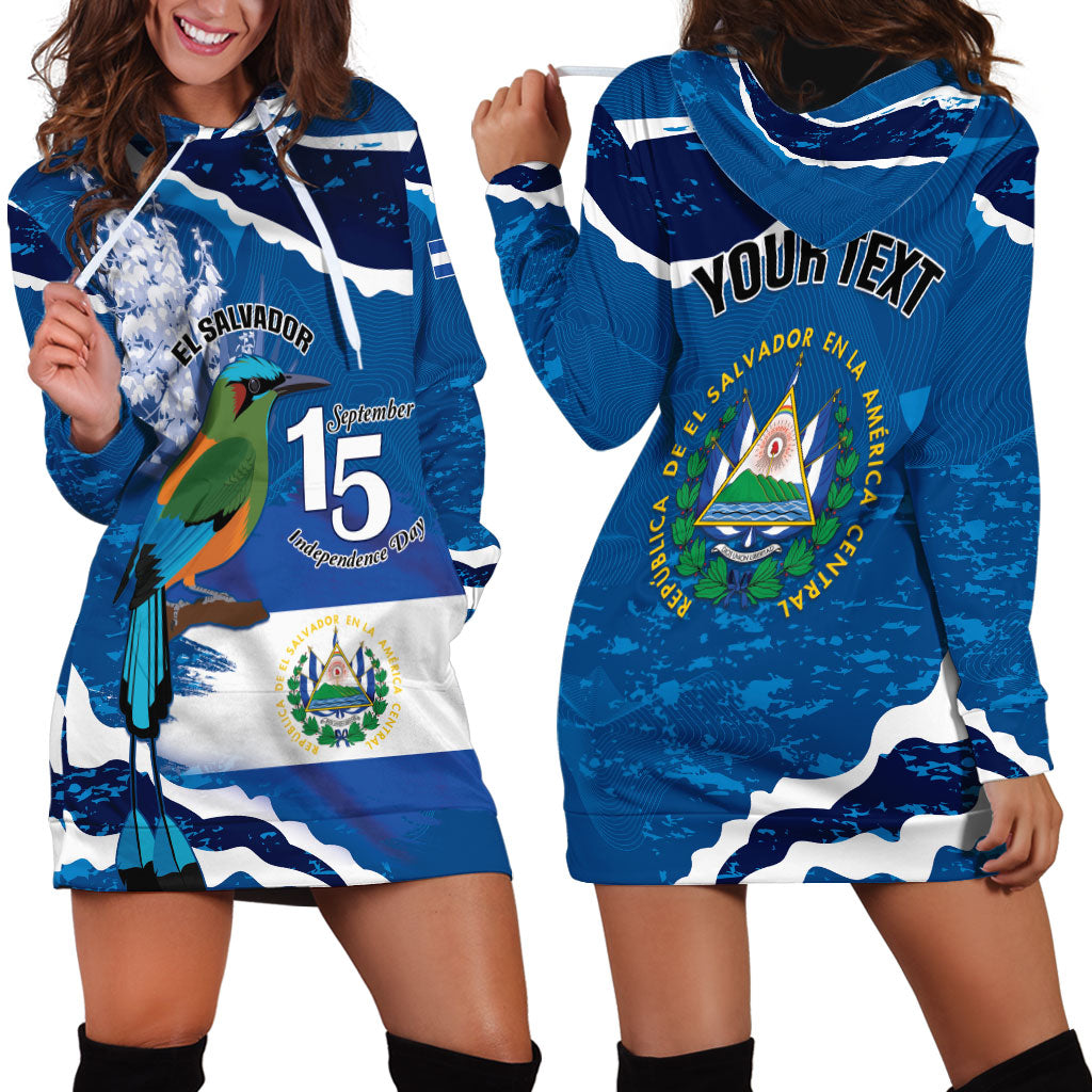 Personalized El Salvador Turquoise Browed Motmot Hoodie Dress Happy Independence Day
