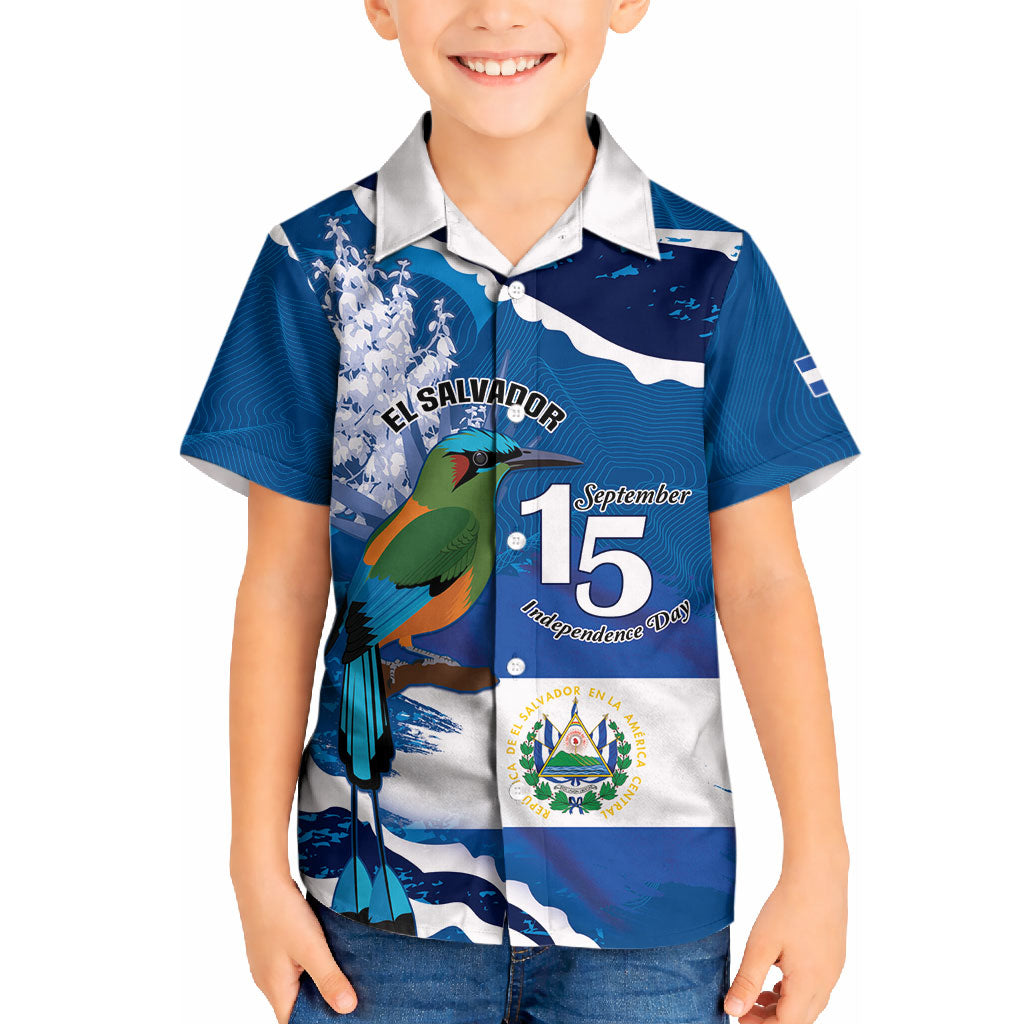 Personalized El Salvador Turquoise Browed Motmot Kid Hawaiian Shirt Happy Independence Day