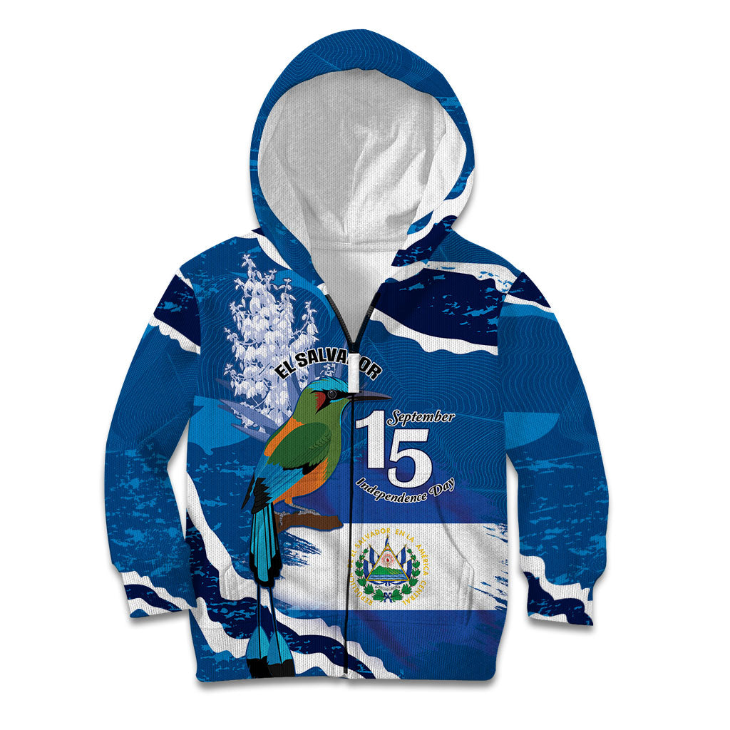 Personalized El Salvador Turquoise Browed Motmot Kid Hoodie Happy Independence Day