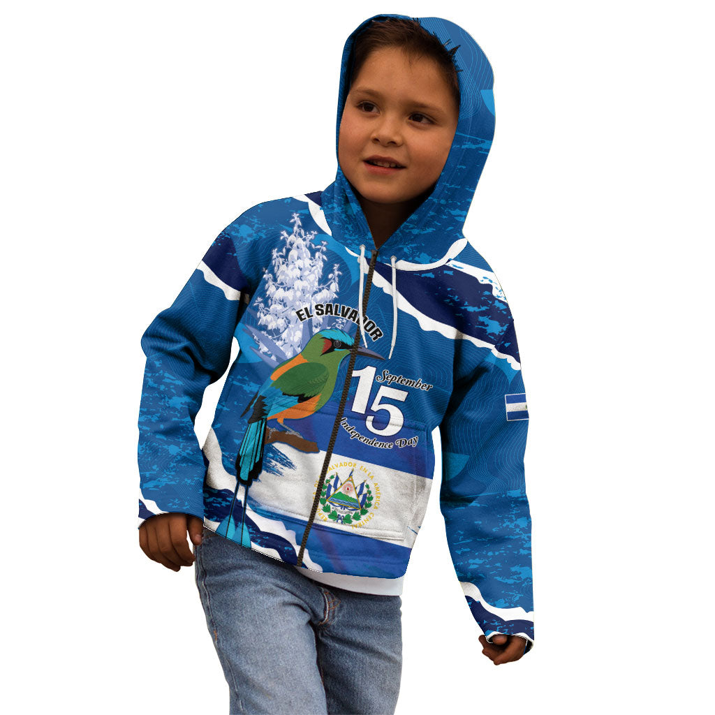 Personalized El Salvador Turquoise Browed Motmot Kid Hoodie Happy Independence Day