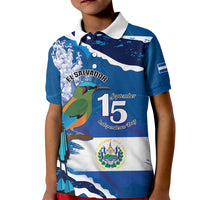 Personalized El Salvador Turquoise Browed Motmot Kid Polo Shirt Happy Independence Day