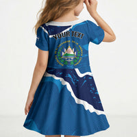 Personalized El Salvador Turquoise Browed Motmot Kid Short Sleeve Dress Happy Independence Day