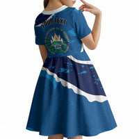 Personalized El Salvador Turquoise Browed Motmot Kid Short Sleeve Dress Happy Independence Day