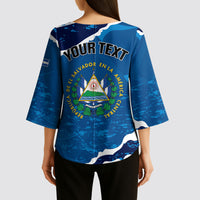 Personalized El Salvador Turquoise Browed Motmot Kimono Sleeve Blouse Happy Independence Day