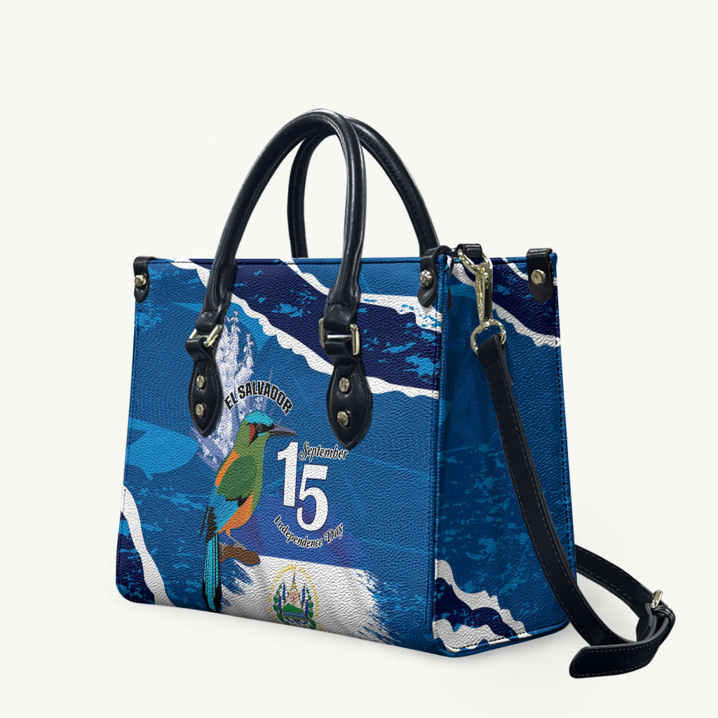 El Salvador Turquoise Browed Motmot Leather Bag Happy Independence Day