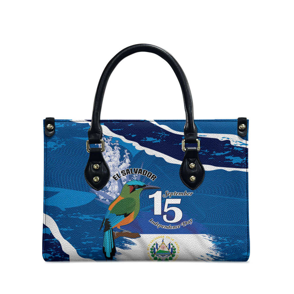 El Salvador Turquoise Browed Motmot Leather Bag Happy Independence Day