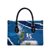 El Salvador Turquoise Browed Motmot Leather Bag Happy Independence Day