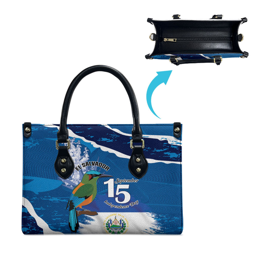 El Salvador Turquoise Browed Motmot Leather Bag Happy Independence Day