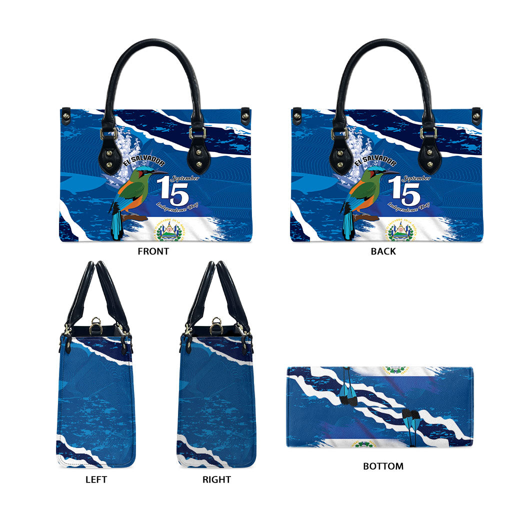 El Salvador Turquoise Browed Motmot Leather Bag Happy Independence Day
