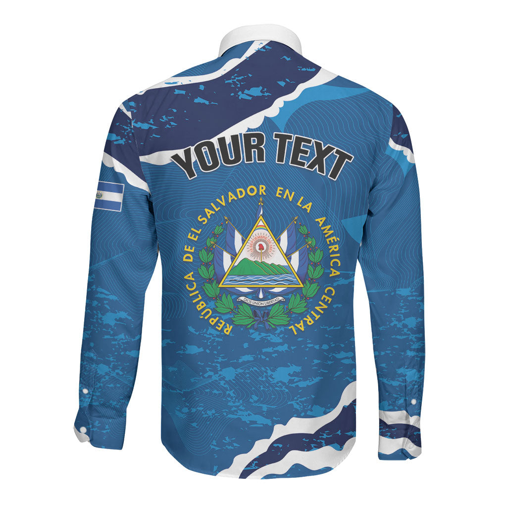 Personalized El Salvador Turquoise Browed Motmot Long Sleeve Button Shirt Happy Independence Day