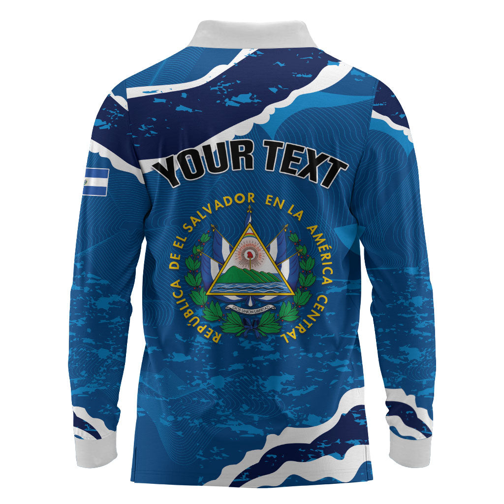 Personalized El Salvador Turquoise Browed Motmot Long Sleeve Polo Shirt Happy Independence Day