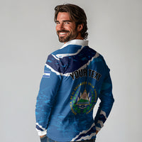 Personalized El Salvador Turquoise Browed Motmot Long Sleeve Polo Shirt Happy Independence Day
