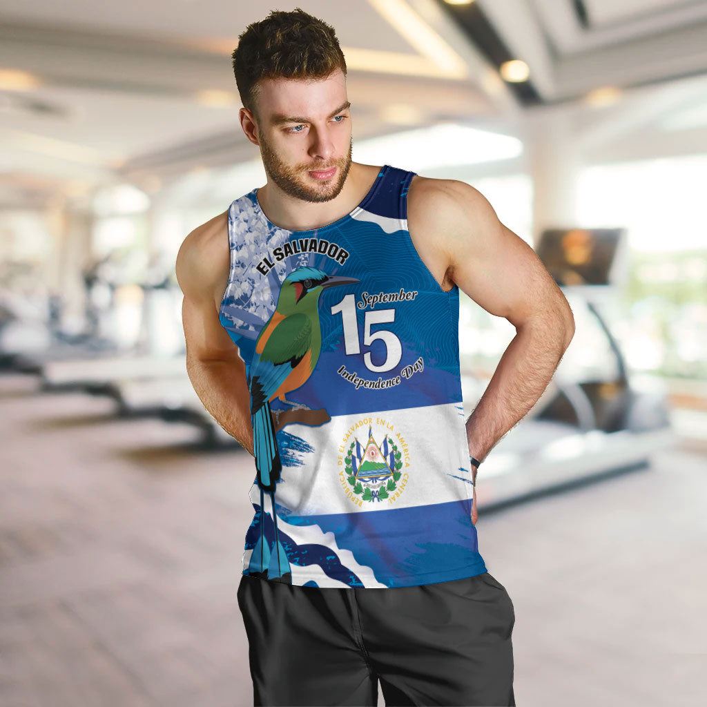 Personalized El Salvador Turquoise Browed Motmot Men Tank Top Happy Independence Day