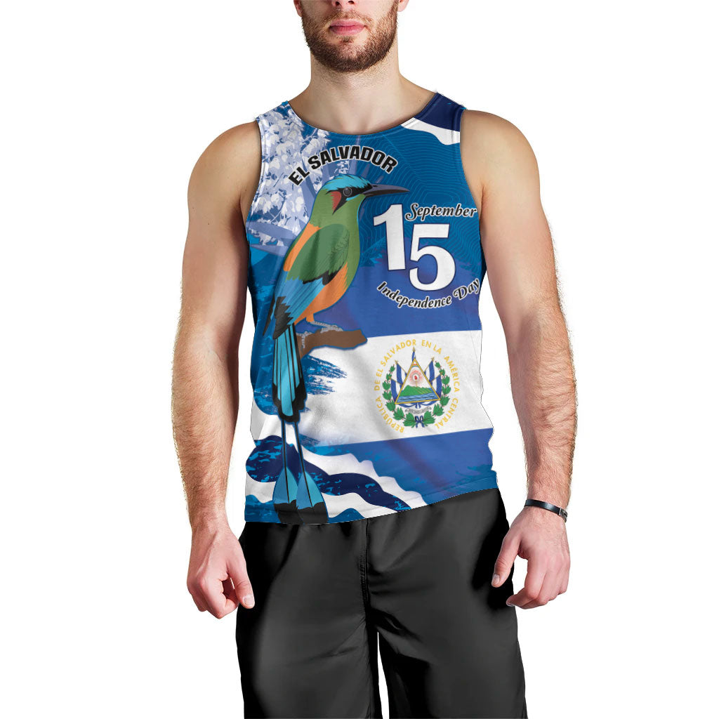 Personalized El Salvador Turquoise Browed Motmot Men Tank Top Happy Independence Day