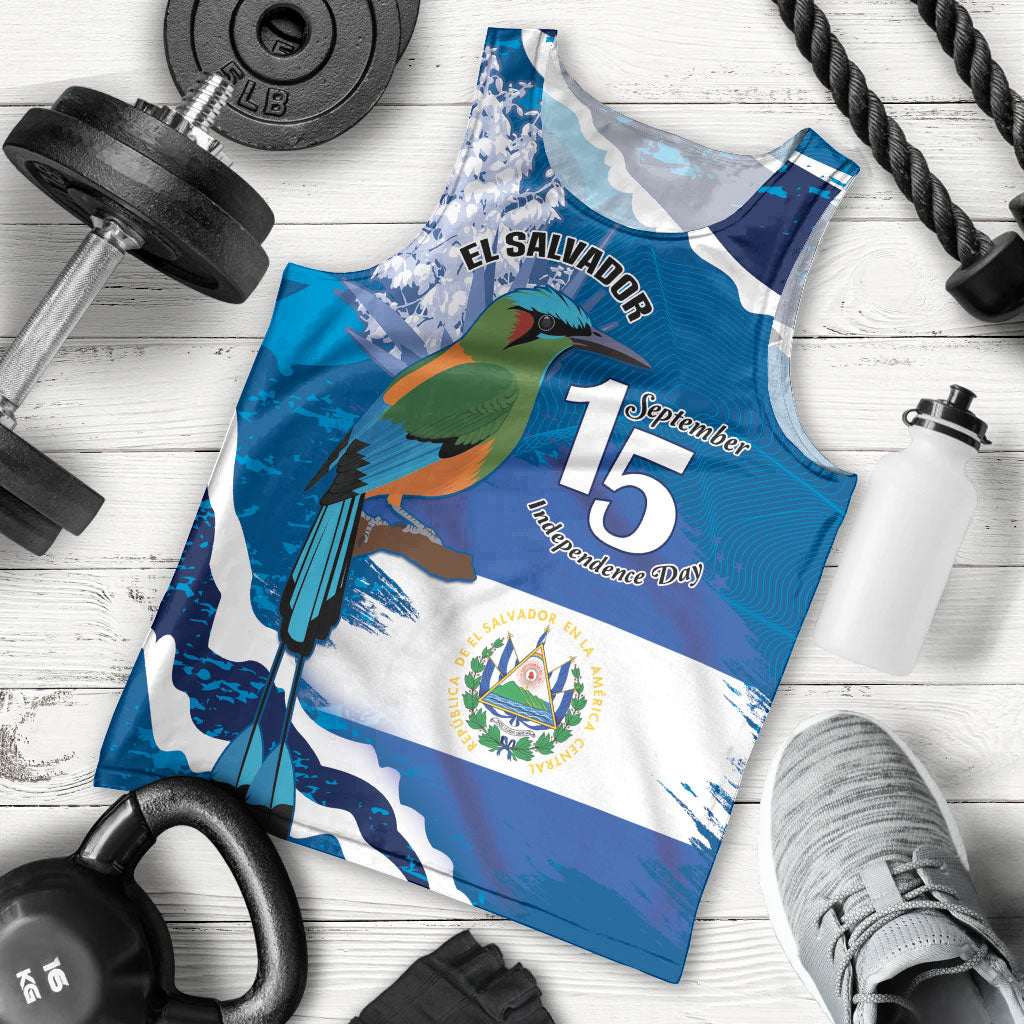 Personalized El Salvador Turquoise Browed Motmot Men Tank Top Happy Independence Day