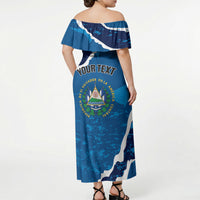 Personalized El Salvador Turquoise Browed Motmot Off Shoulder Maxi Dress Happy Independence Day