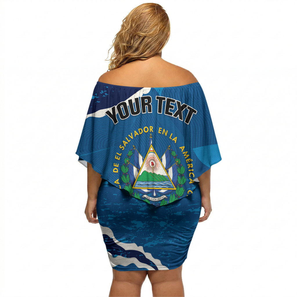 Personalized El Salvador Turquoise Browed Motmot Off Shoulder Short Dress Happy Independence Day