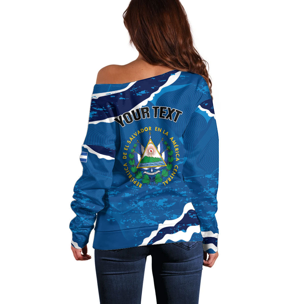 Personalized El Salvador Turquoise Browed Motmot Off Shoulder Sweater Happy Independence Day