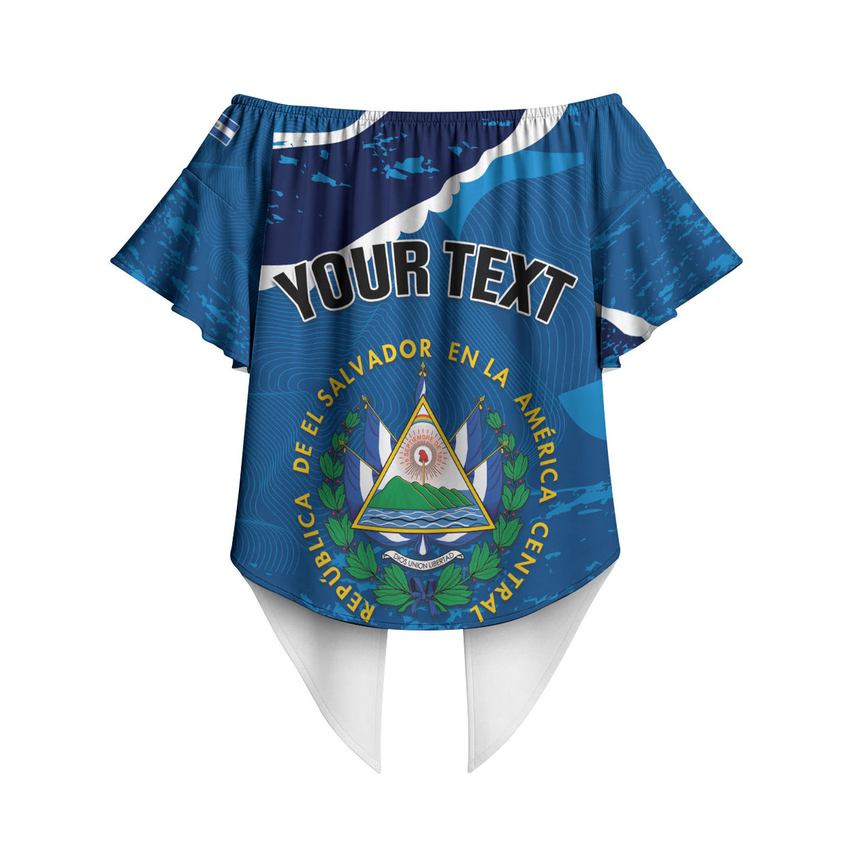 Personalized El Salvador Turquoise Browed Motmot Off Shoulder Wrap Waist Top Happy Independence Day