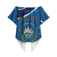 Personalized El Salvador Turquoise Browed Motmot Off Shoulder Wrap Waist Top Happy Independence Day