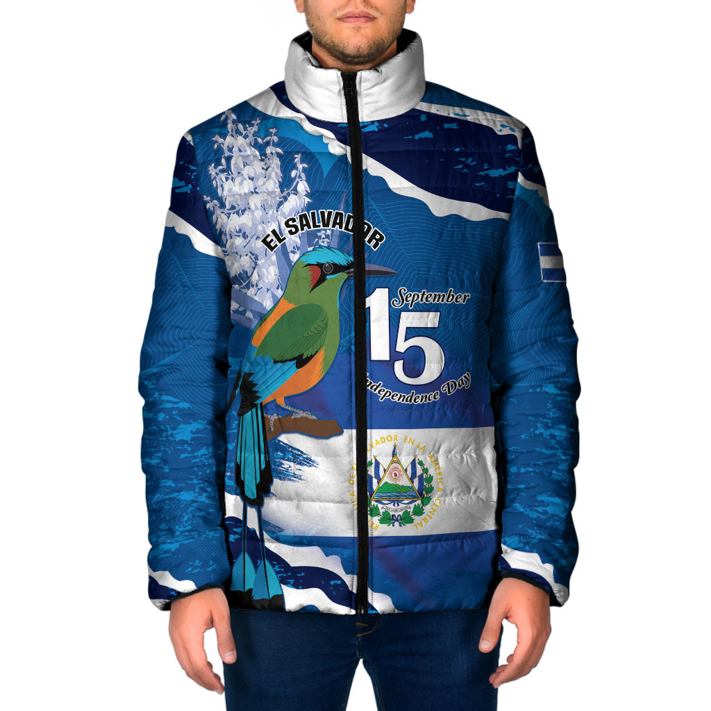 Personalized El Salvador Turquoise Browed Motmot Padded Jacket Happy Independence Day